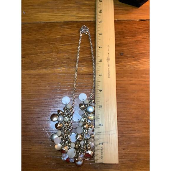 Mixed Media Cluster Statement Necklace Shell - Picture 6 of 6